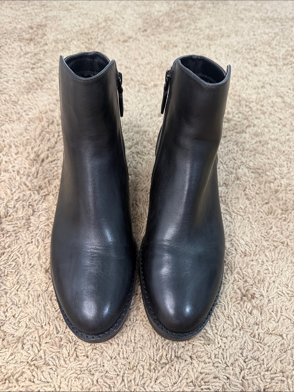 Cole Haan Women Ramona Waterproof Black Leather Ankle Zip Boots Size 8B
